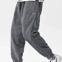 Baggy Corduroy Sweatpants Men Solid Color Casual Autumn Winter Tech Fleece Sport Loose Joggers Harem Pants Male Long Trousers 2