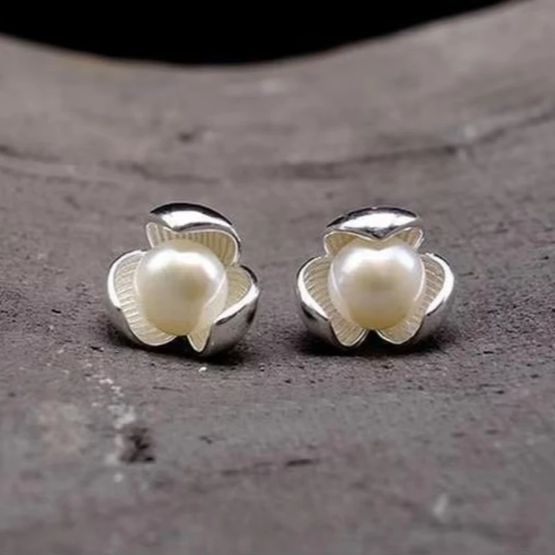 Neue heiße Mode 925 Sterling Silber Klee Perle Ohrringe für Frauen Mädchen Geschenk Mode-Statement-Schmuck