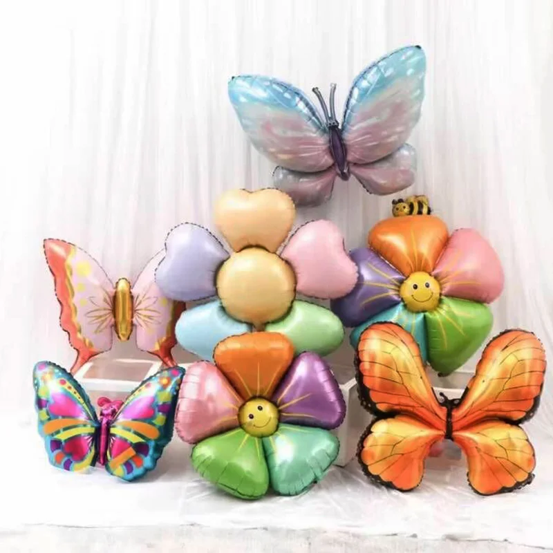 Vibrant Butterfly & Flower Helium Foil Balloons for Celebrations and Decor