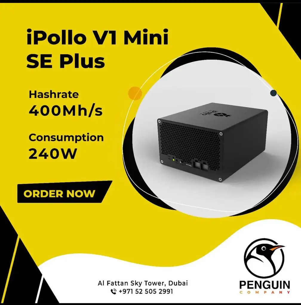 

Buy 2 get 1 free IPollo V1 Mini Se Plus 400MH/s 240W 6G Wi-Fi ETC Miner