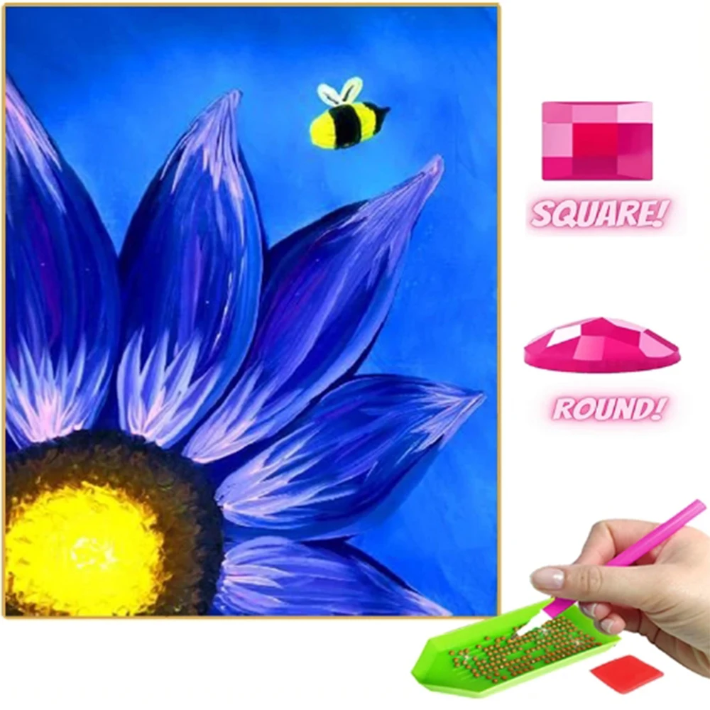 

DIY Diamond Painting Set Sunflower Cartoon Illustration Round Diamond Mosaic Embroidery Home Decoration Crafts