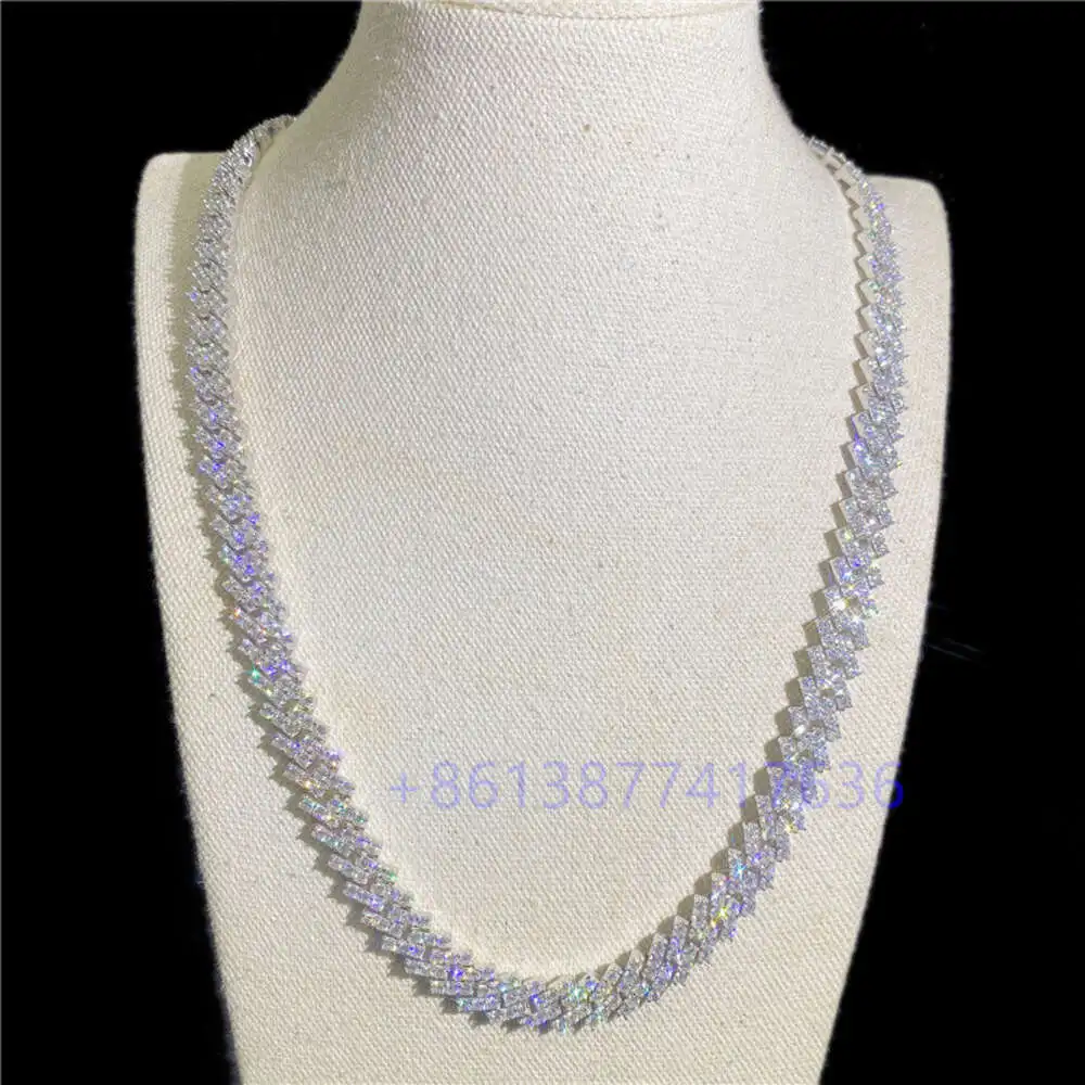 

Luxury 10mm 1 Row 20mm 4 Rows 925 Sterling Silver Fully Iced Out Vvs Moissanite Diamond Cuban Link Chain