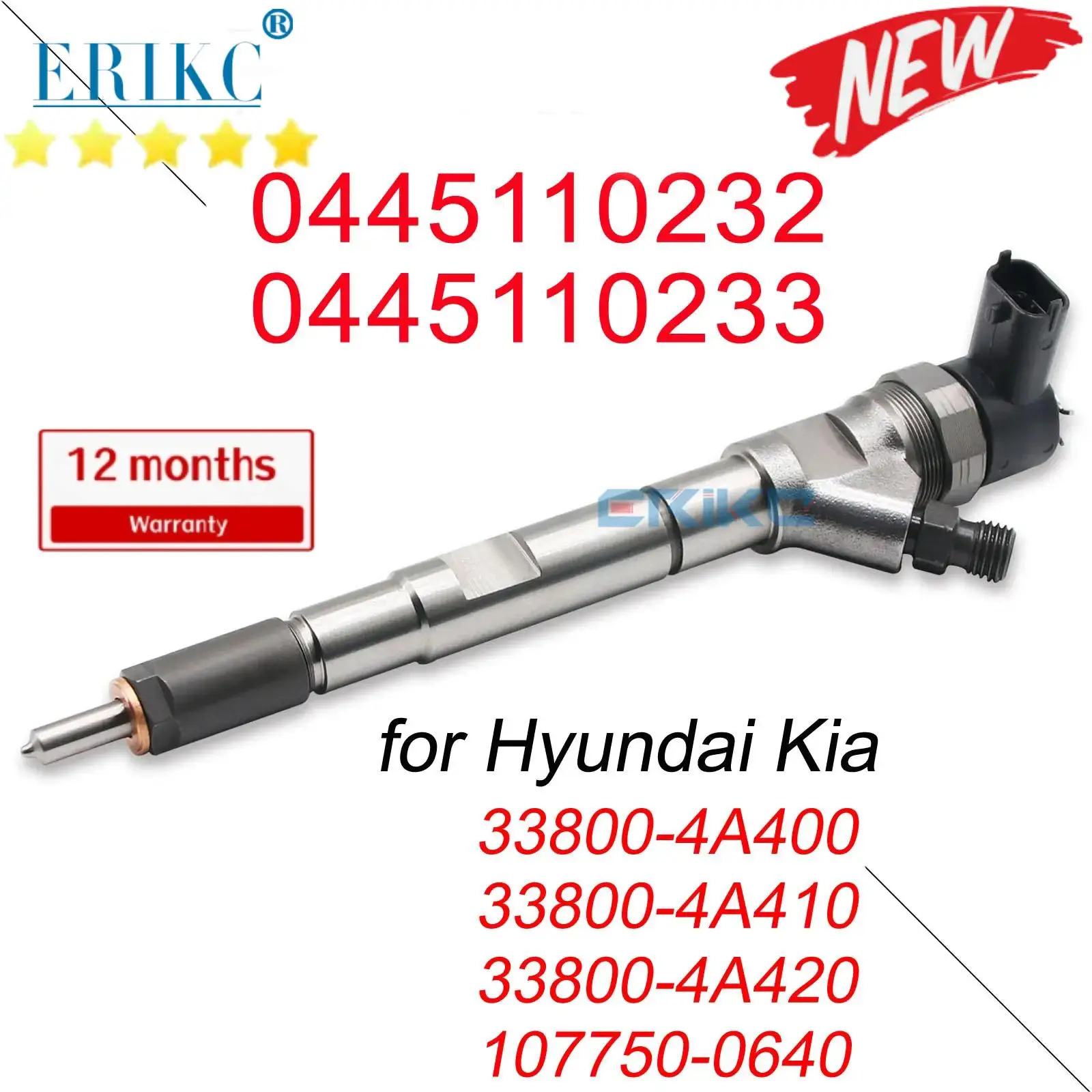

0445110232 Common Rail Injector 0445110233 33800-4A400 Diesel Fuel Nozzle 33800-4A410 33800-4A420 for Hyundai Kia 107750-0640
