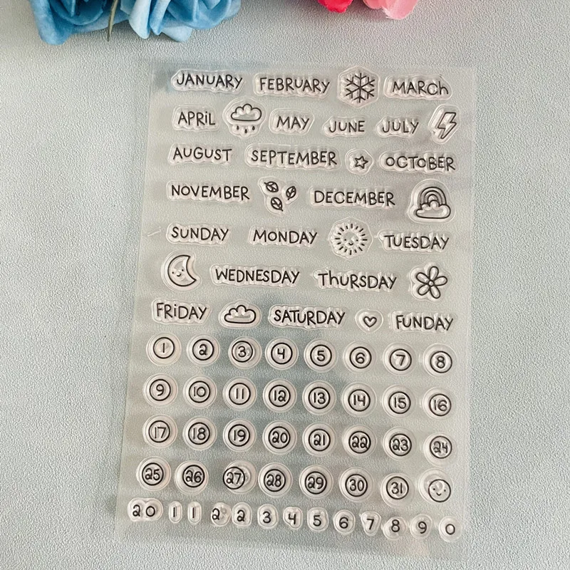 planner calendar week month Clear Stamp Transparent Silicone Stamp Seal Sheet For Scrapbooking Photo Album Decoration
