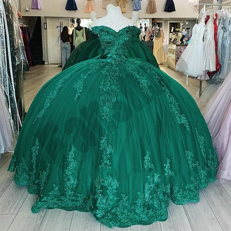 

Fanshao wd816 Quinceanera Dress V Neck Off The Shoulder Vestido Appliques Beads Sequin Bow For 15 Girls Ball Gowns Prom Luxury