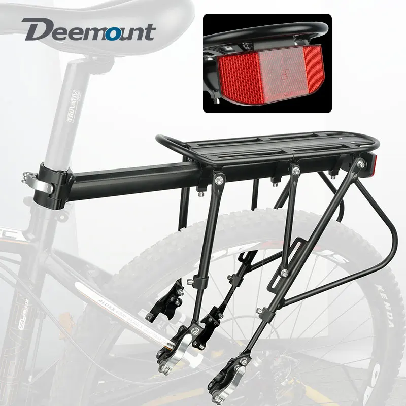 

Deemount Heavy Duty Bicycle Luggage Carrier Rear Cargo Rack Stand 24-29'' Bike Trunk 100 KGS Load Fit 4.0 ‘’ Fat Bike Tire