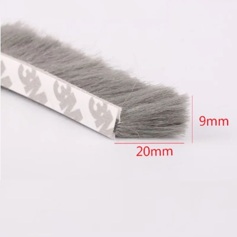 Fin Seal Brush Self Adhesive Weather Strip Felt Draught Excluder Sliding Window Door Brush Seal 9mm x 20mm 5m White Brown Gray