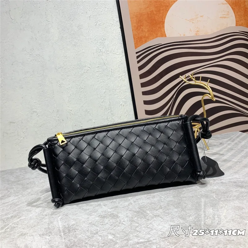 

New Sheepskin Hand-woven Bag Fashion Triangle Underarm Bag Leather Versatile One-shoulder Messenger Bag Women Purse and Handbags
