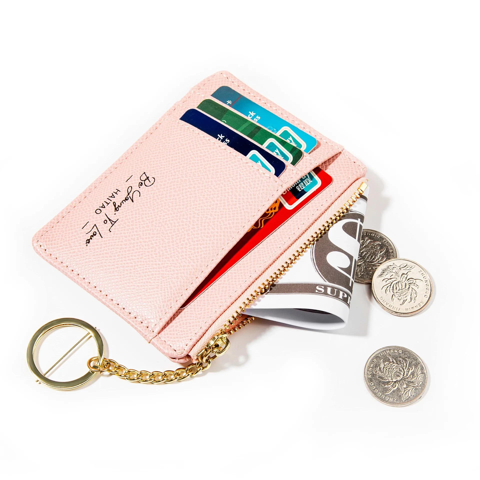 Keychain Wallet ID Card Holder Purse Key Chain With PU 