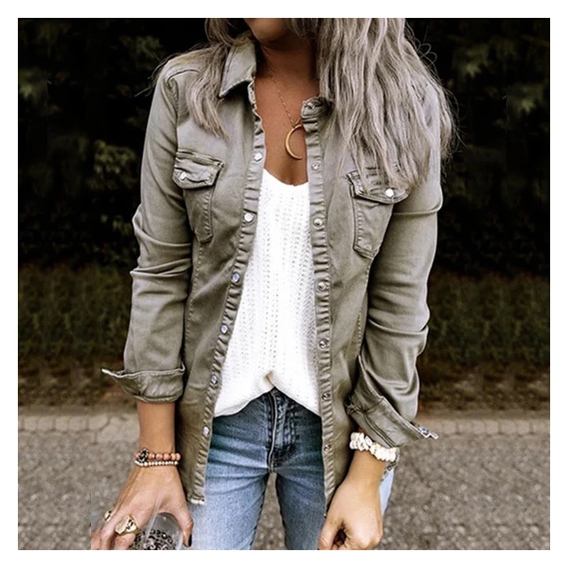 

2022 New Spring Autumn Thin Solid Denim Jacket Fashion Casual Breathable Women Top Light and Comfortable High Street Style Coat