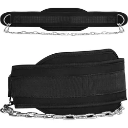Heavy Duty Adjustable Steel Chain Dip Belt for Pull Ups and Dips - 136kg Capacity (Black)