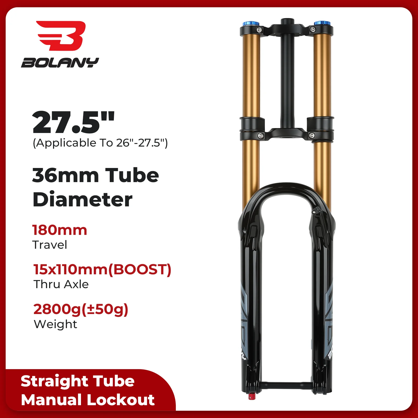 ZTZ Fourche de suspension de vélo de VTT de 180 mm, fourche