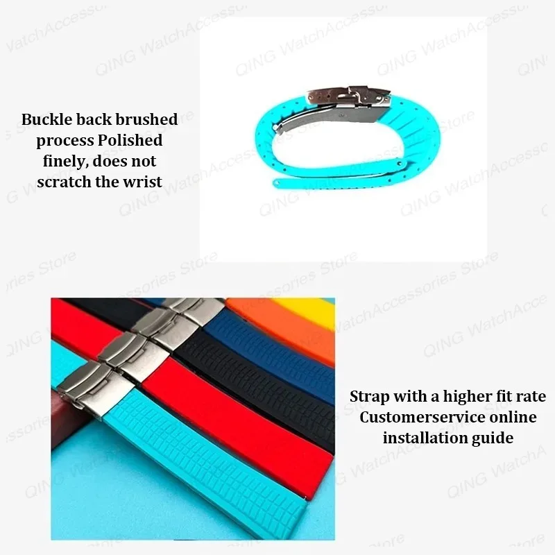 Silicone Sport Watch Strap - Soft Rubber Wristband