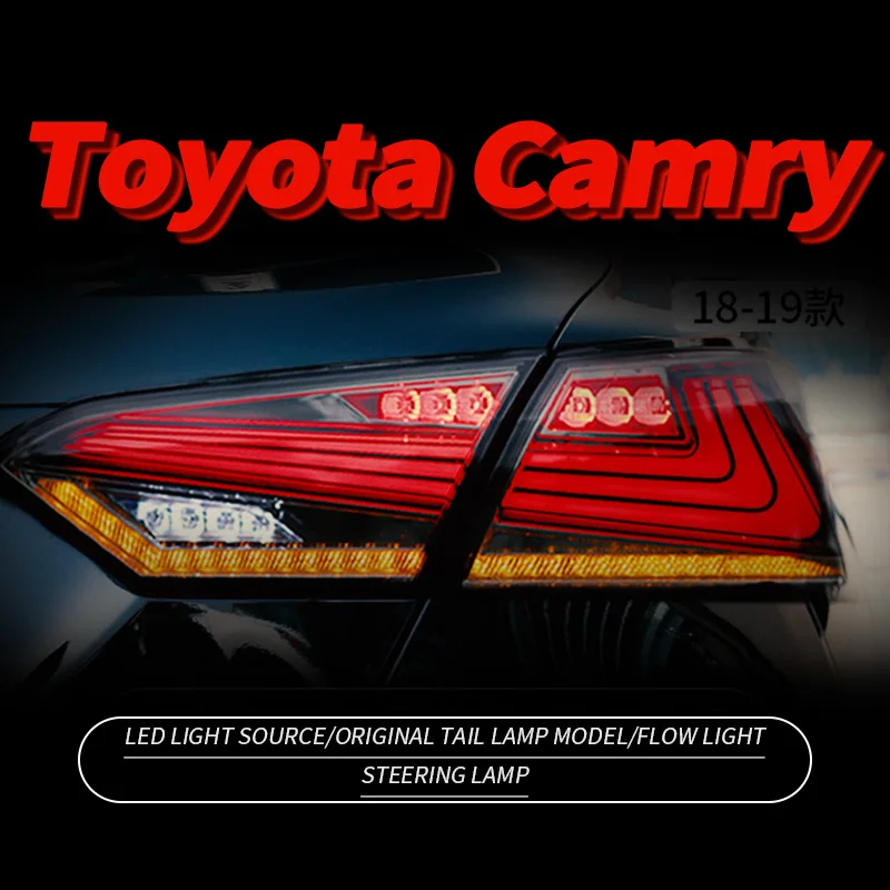 

LED Car Lights Through Tail Lamps Assembly For Toyota Camry 8th Gen 2018-2022 Rear Tail Lights DRL Start-up Dynamic Light Brake