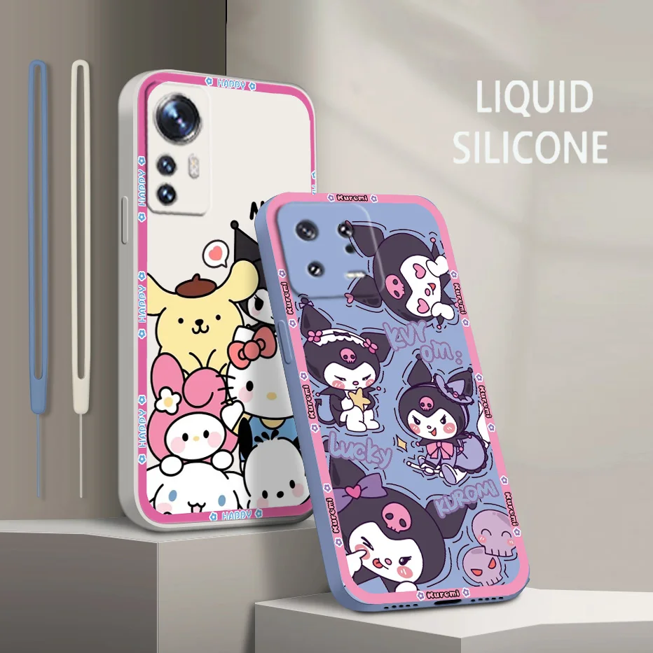 

Cute Kuromi For Xiaomi Mi 13 12 12T 11 11T 10 10T 9 9SE Lite Pro Ultra A3 Silicone Soft Liquid Rope Phone Case Coque Capa Fundas