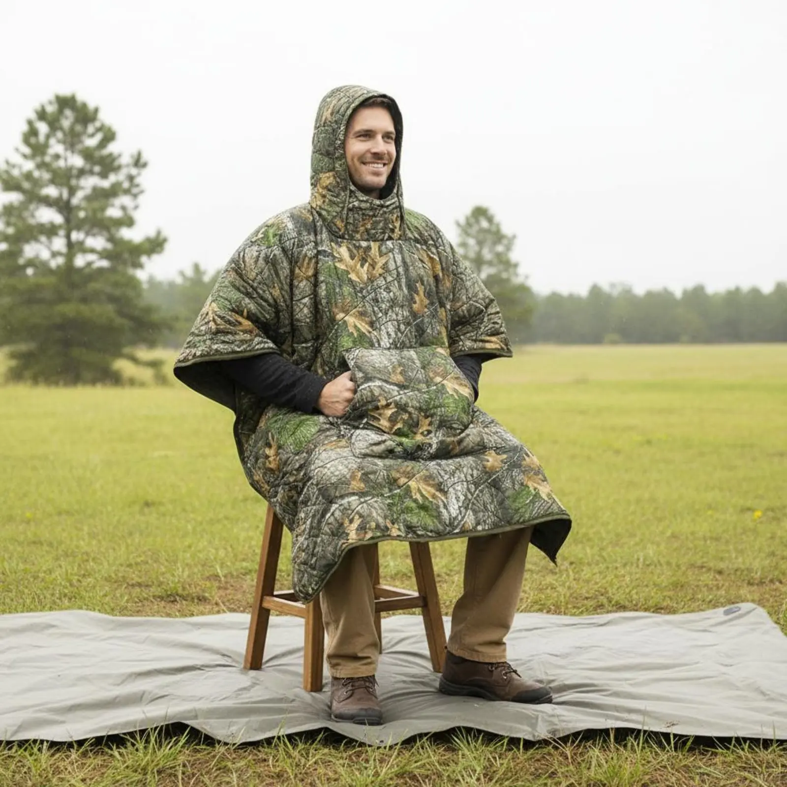 슬리핑백 판초 보온 후드형 수면 망토 캠핑 판초 퀼트 다기능 보온 케이프 담요 휴대용