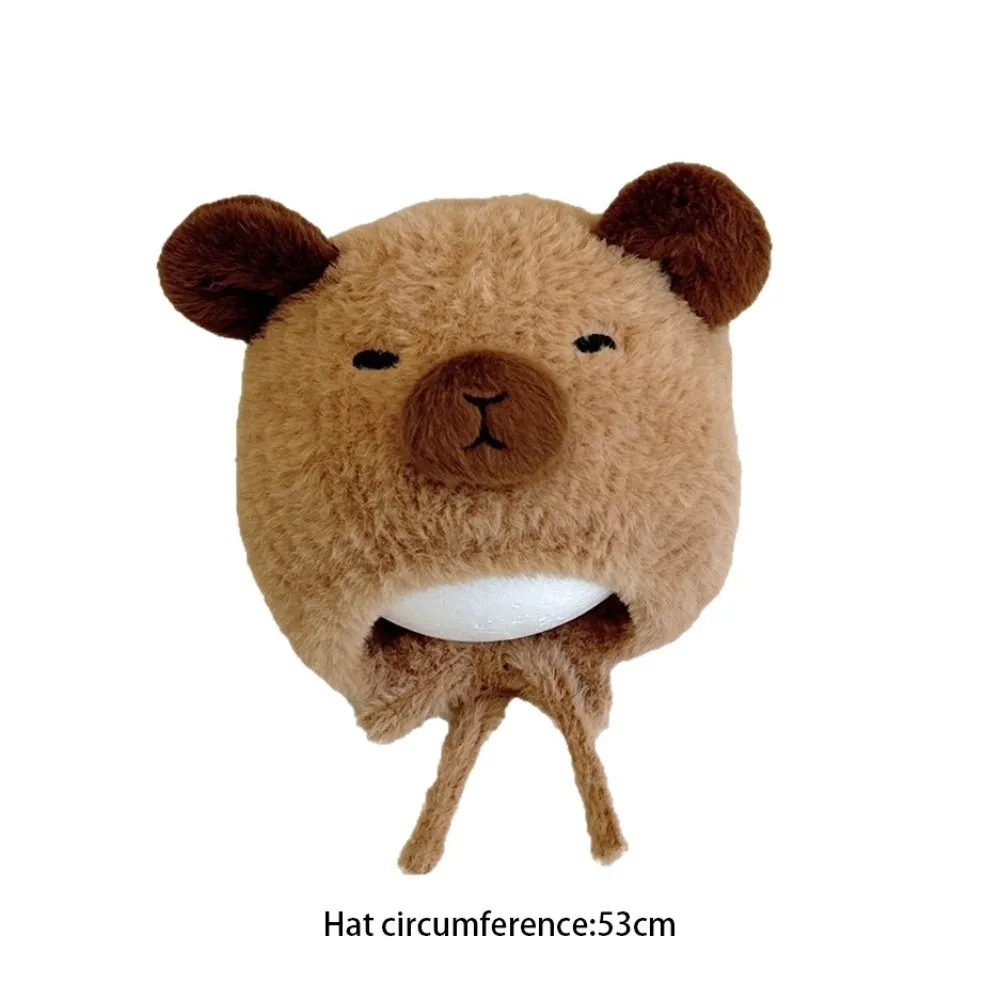 Polyester Fiber Beige Winter Capybara Beanie Hat