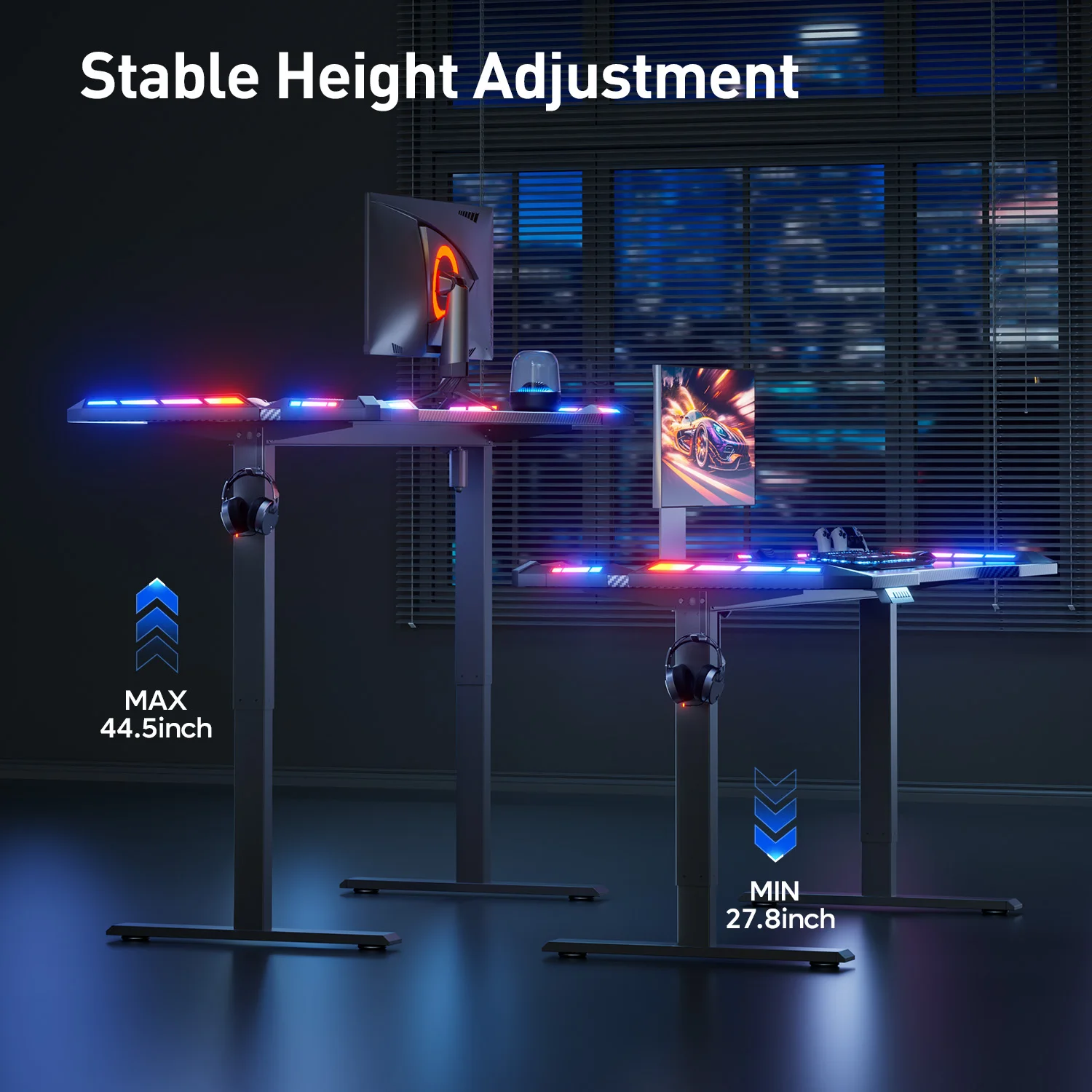Electric Height Adjustable LED Gaming Desk 3