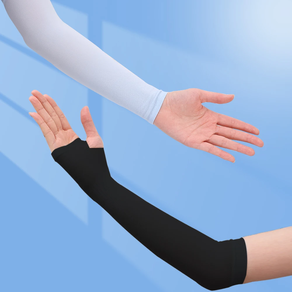 Summer Kids Ice Silk Sun Protective Solid Sleeve Cover Sun UV50 Protection for Girls Boys Arm Warmer Half Finger Cycling Running