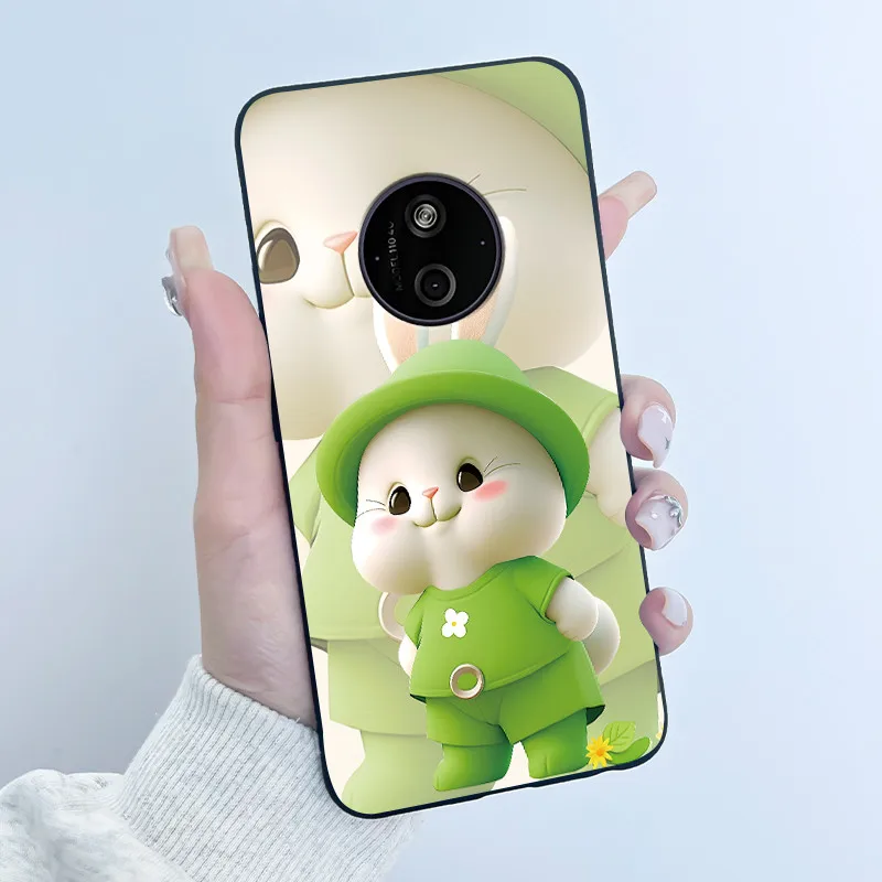 Luxury Cute Love Rabbit Cartoon Black Matte Soft Silicone Shockproof Phone Case