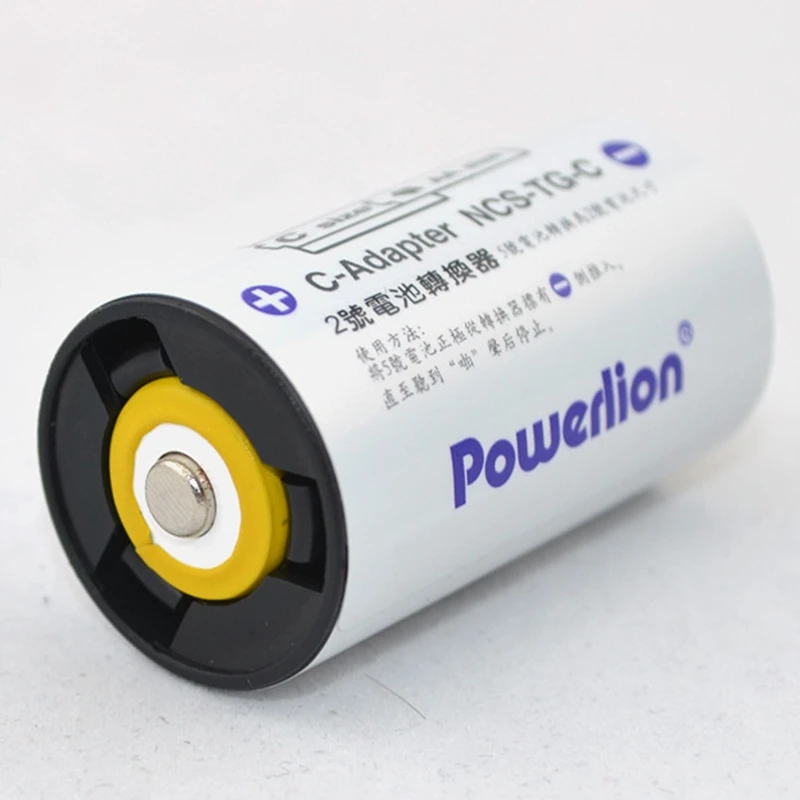 Powerlion C Size Battery Adapters battery adapter AA to C Size Battery Spacer Converter Case Use with AA Cells-4 Pack