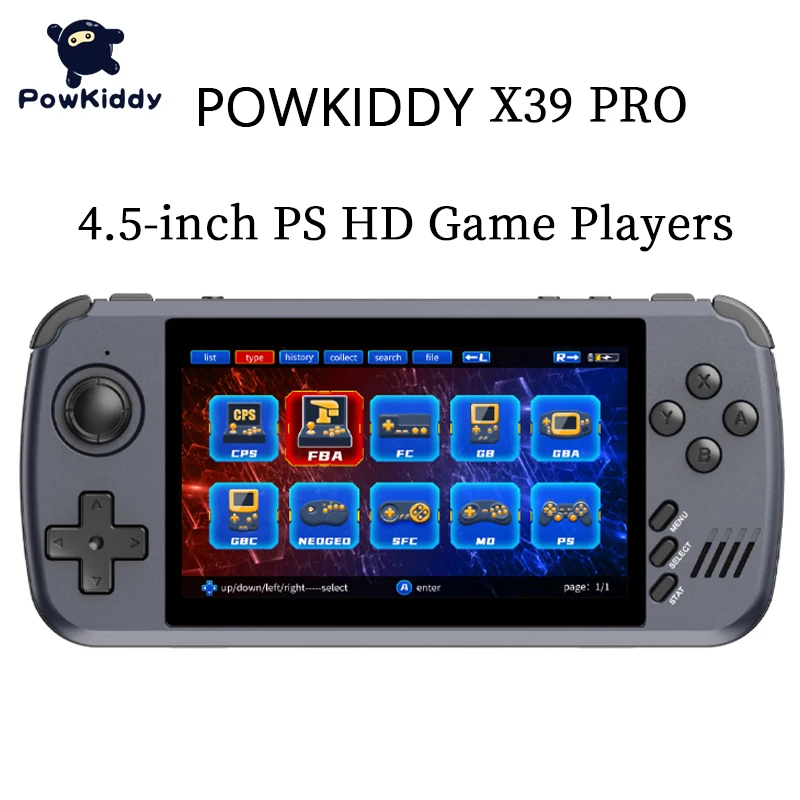 

POWKIDDY X39 Handheld Console 4.5 Inch HD Screen Retro Video Game Players Cheap Children's Gifts Support Two-Player Games