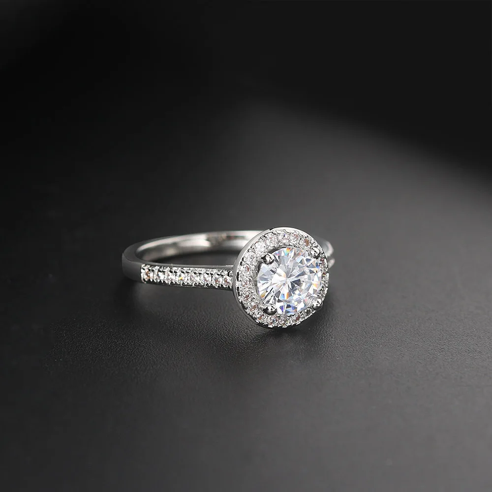 Wedding Proposal Solitaire Rings wedding rings silver ring womens ring cubic zircon ring jewelry rings ring jewelry For Women Female Silver Color Square Zirconia Crystal Engagement Marriage Ring Jewellry R781