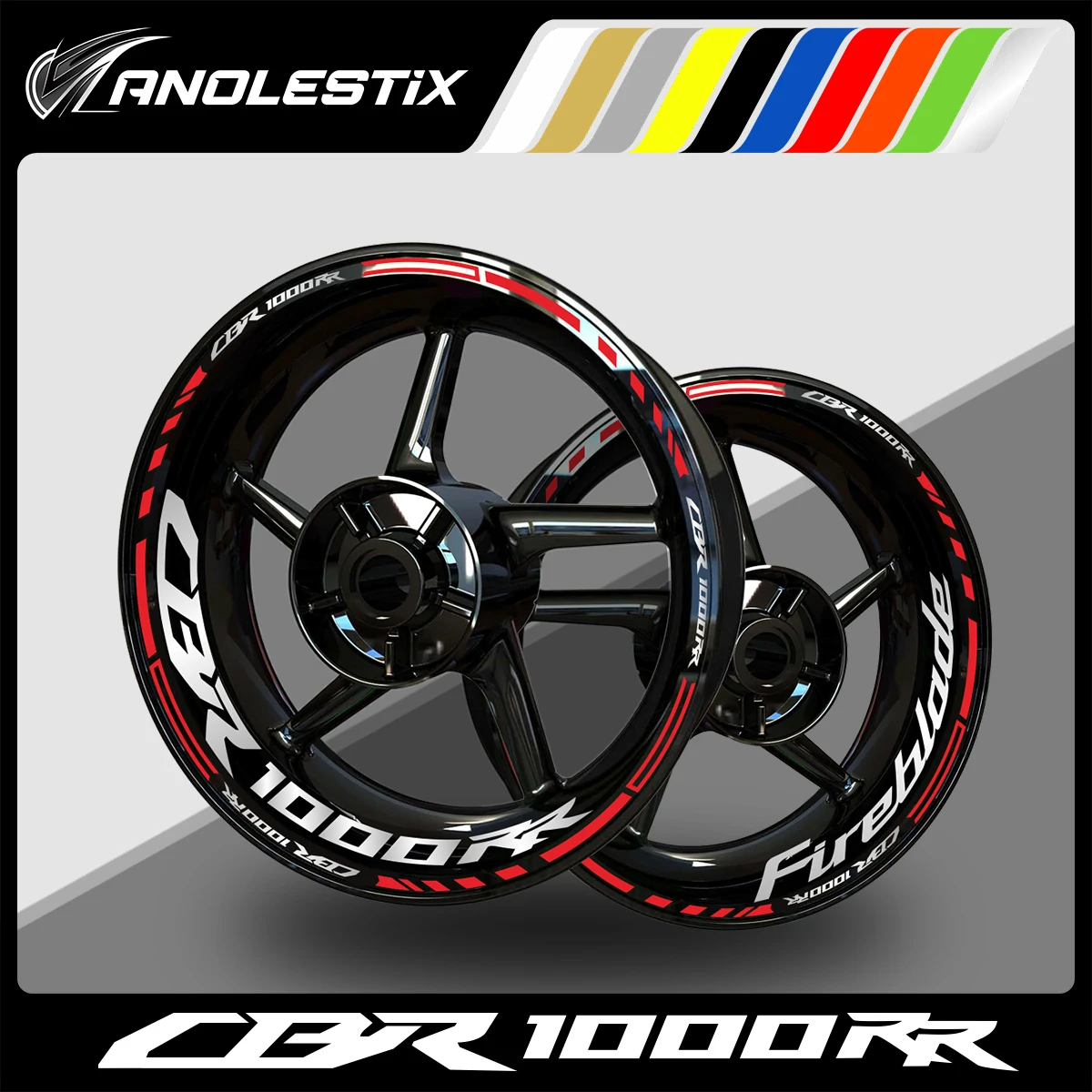 AnoleStix Reflective Motorcycle Wheel Sticker Hub Decal Rim Stripe Tape For Honda CBR 1000RR Fireblade 2018 2019 2020 2021 2022