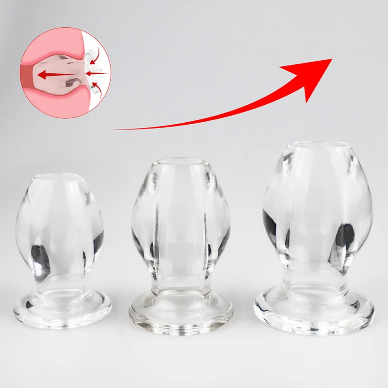 Acrylic Hollow Butt Plug Transparent Peep Anal Peep Anal Vagina Dilatation Device Couple Sexy Sex Product