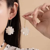 Women's Pearl Petal Ball Earrings Fashion Trend Long Flower Ball Earrings DIY Geometric Ear Buckle Party Holiday Jewelry Gifts - Image 2