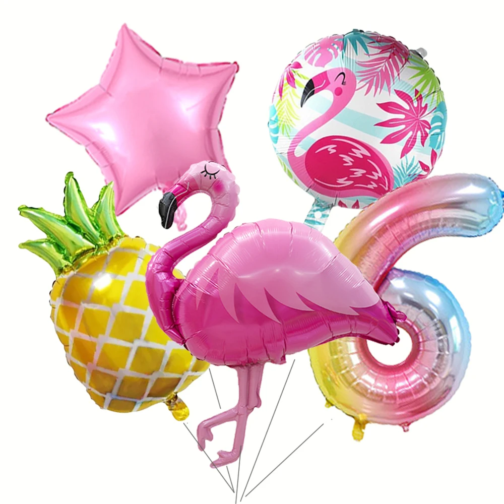Hawaiianische digitale Geburtstagsparty-Zubehör, Ballon, rosa Flamingo, Sommer-Party-Dekoration, Sommer, tropische Geburtstagsparty-Dekoration – Detail 7