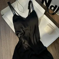 Sexy Summer New Ice Silk V-neck Strap Women's Nightgown Pure Desire Sensual Home Clothes High-grade Sensation Sleep Dress