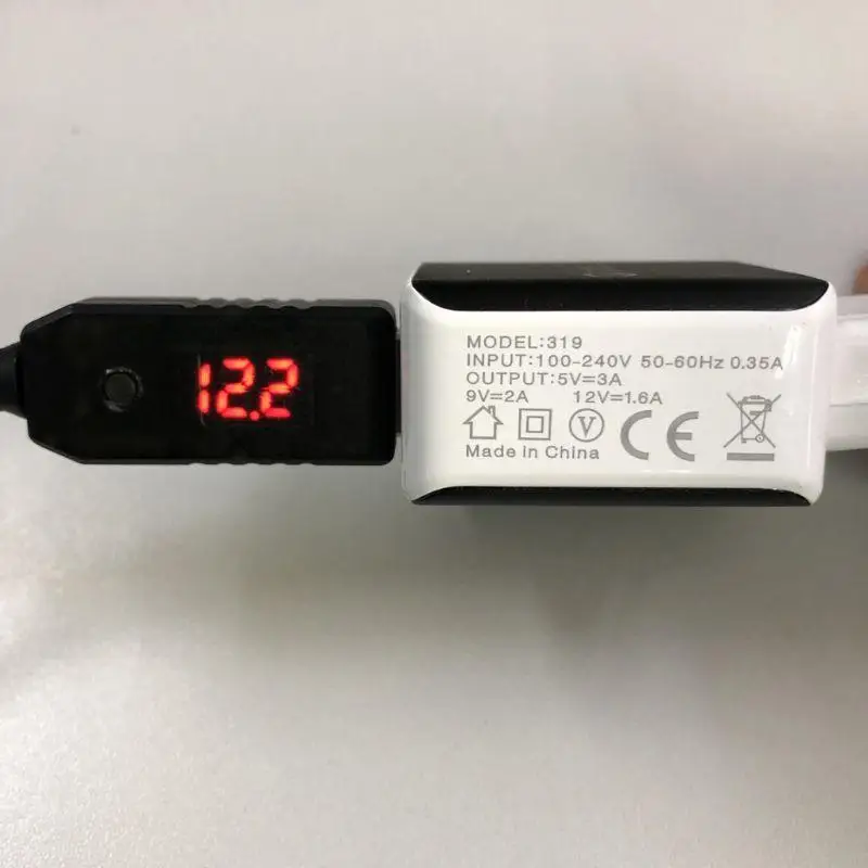 Universal for QC USB To 5V-12V Adjustable Step Up 5.5x2.1mm Cable Power Line For WiFi Router LED Strip