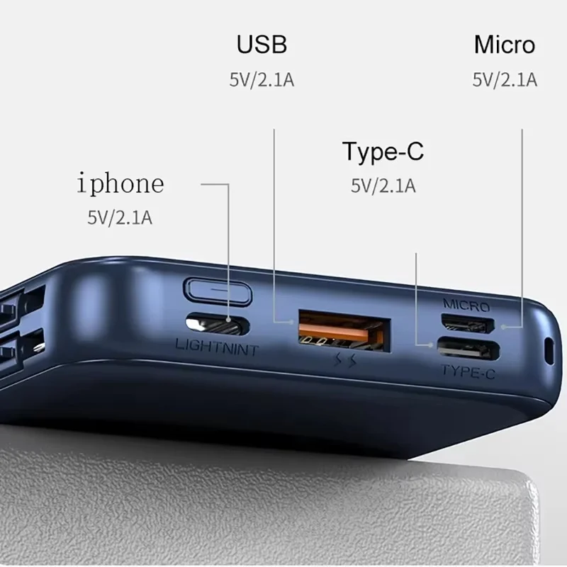 50000mAh Power Bank Wireless Charging Power Bank Magnetic Charging Built-in Wire MobilePhone Battery Durable Portable For Iphone 3