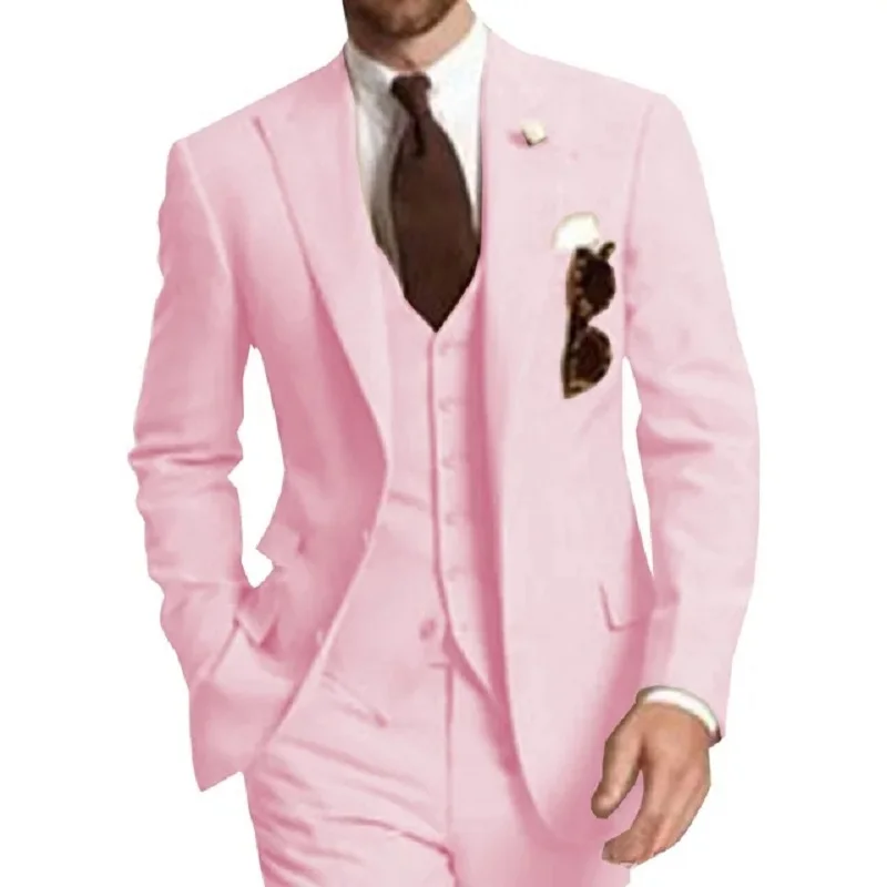 Impreza biznesowa Najlepsze garnitury męskie Klapy zamknięte Dwa guziki Ślubne smokingi dla pana młodego na zamówienie (kurtka + spodnie + kamizelka)