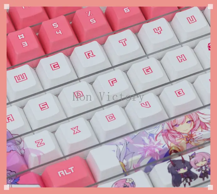 Chaves Honkai Impacto Elysia Pbt Cinco Lados Tintura Sublimação Keycaps Herrscher do Perfil de Cereja Humana Jogo Original Periférico 108 - Imagem 5