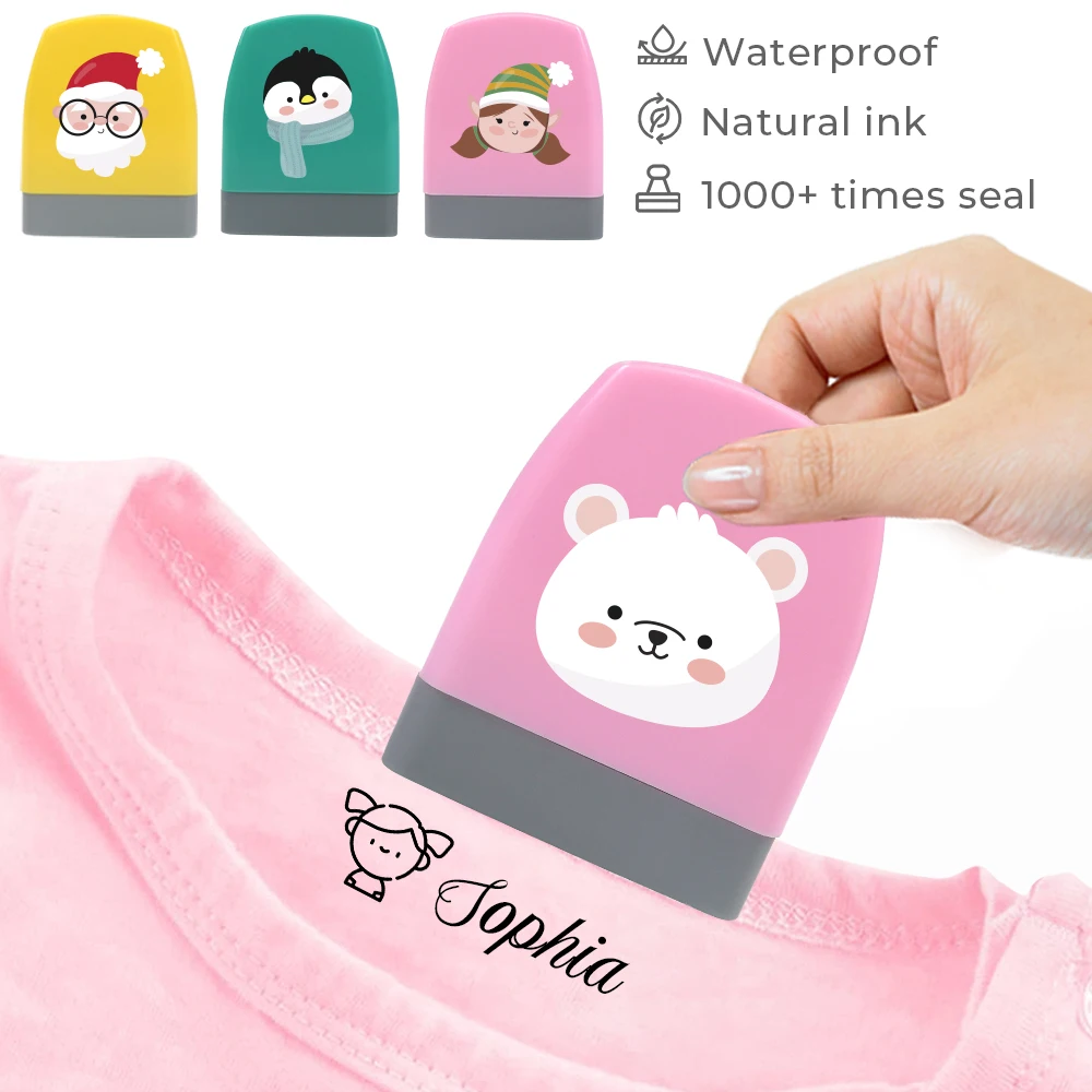 Cartoon Christmas Children's Seal Stamp For Child Student Clothes Waterproof Non-Fading Clothing Mark Photosensitive Stamp