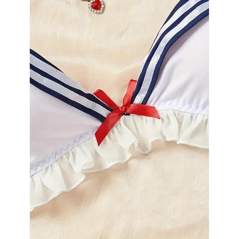 Érotique Sexy étudiant uniforme soutien-gorge et culotte ensemble sous-vêtements soutien-gorge Transparent ensembles exotiques Sexy string femme porno Lingerie femmes Costume