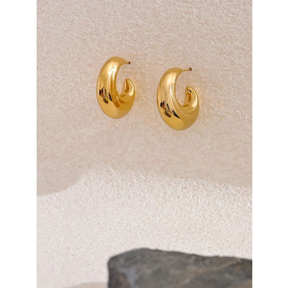 Yhpup Women Chunky Earrings 18K Plated