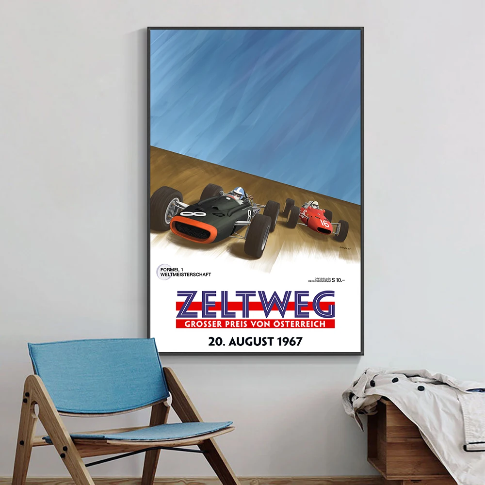 1967 Grand Prix Austriaco Poster Car F1 Ford Gt 40 Stampa Poster Su Tela Pittura Decorazioni Per La Casa Immagine Da Parete Per Soggiorno