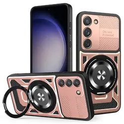 Enhanced Armor Case with 360° Rotating Ring Stand and Magnetic Wireless Charging Compatibility - A25 5G Global (Rose gold)
