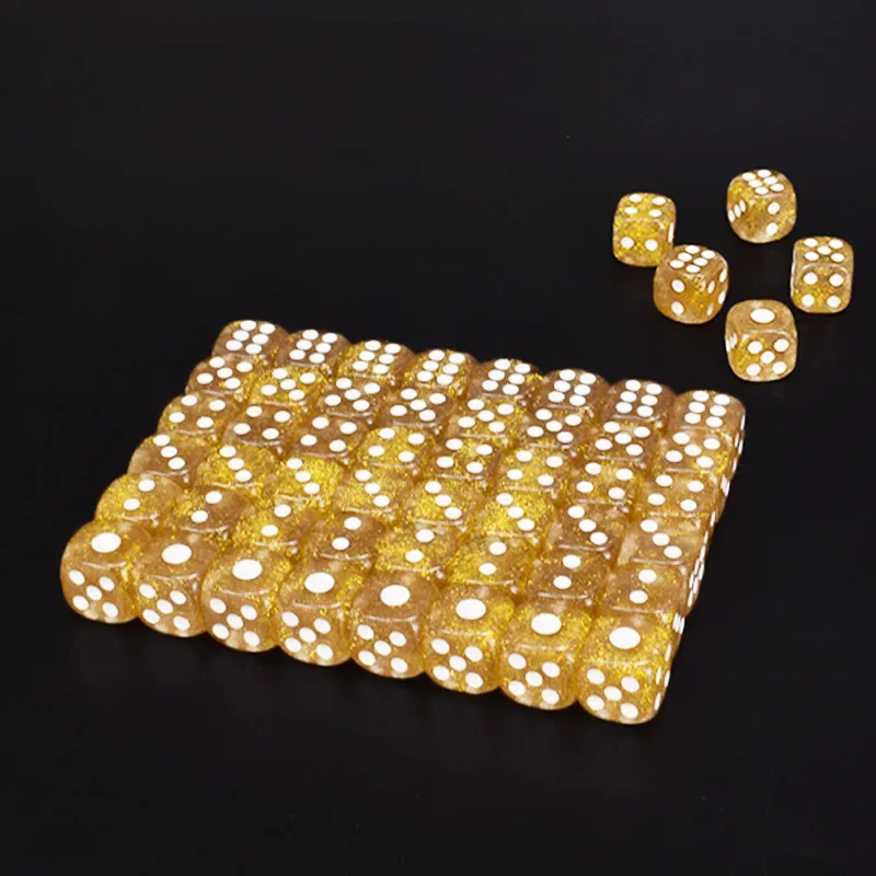 Golden Glitter Dice Puzzle Game 6 Sided Dice DIY Game Accessory 16mm 10 PCS game dice dice set acrylic dice