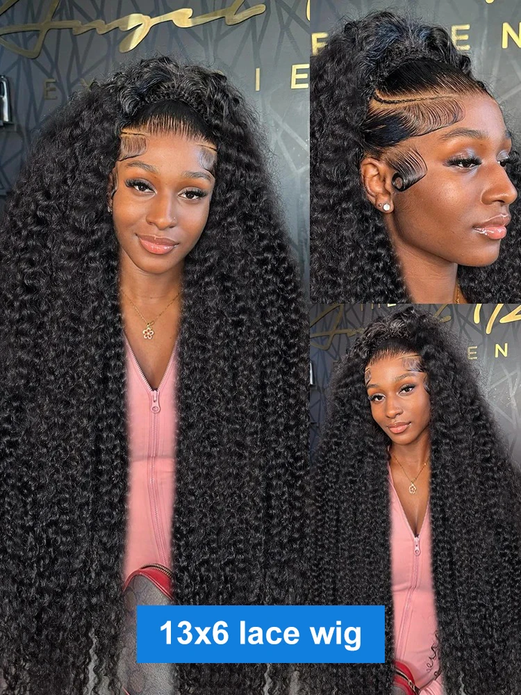 220 Density Curly 13x6 HD Lace Front Human Hair Wig 30 40 Inch Water Deep Wave For Women