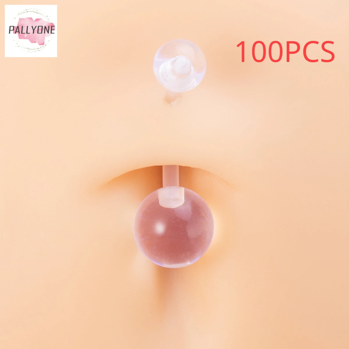 

100pcs Clear UV Soft Bar Belly Button Ring Navel Piercing Stud Minimalist Anti-allergy Puncture Novice Body Jewelry Stud for Ear