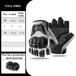Breathable Wear - Resistant Half - Finger Motorcycle Gloves with Anti - Slip and Anti - Fall Protection - M (Gray)