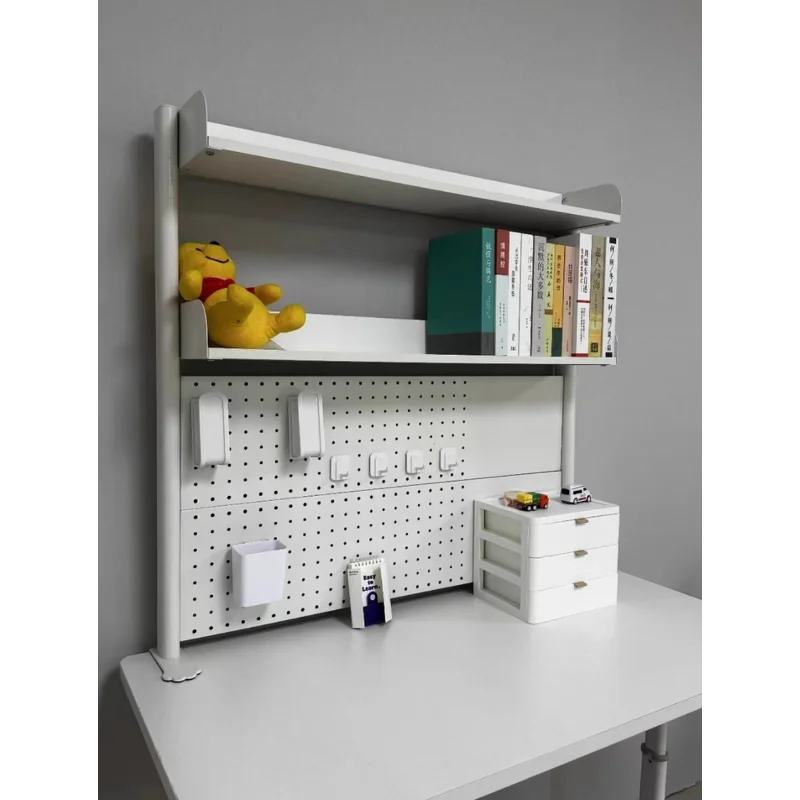Organizzatore da Scrivania con Pannello Forato, Scaffale Portaoggetti per Computer, Libreria da Ufficio, Espositore da Tavolo per Studio, Organizzatore per Spazio di Lavoro - immagine 5