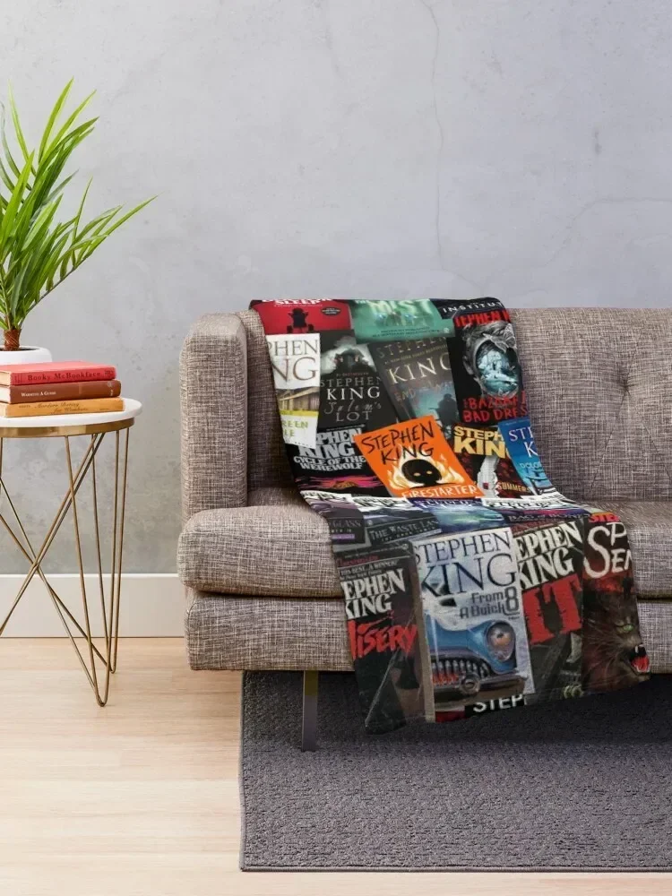 Stephen King Book Covers, Horror Bookworm Throw Blanket valentine gift ideas manga Baby For Baby Blankets 2