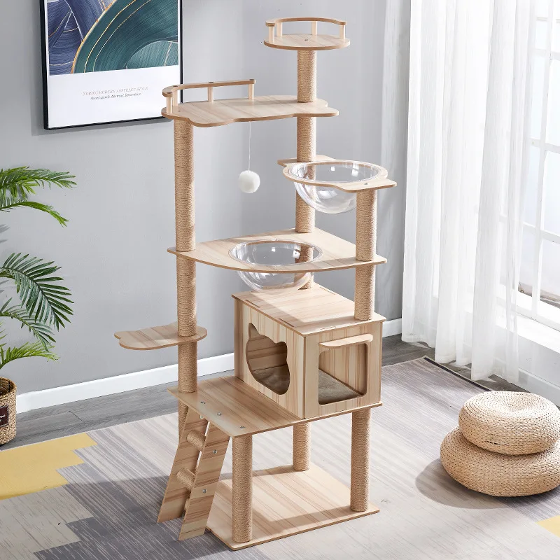 CatWoodenTowerWithBowlCatTreeBasketToyBedHammockHouseBig