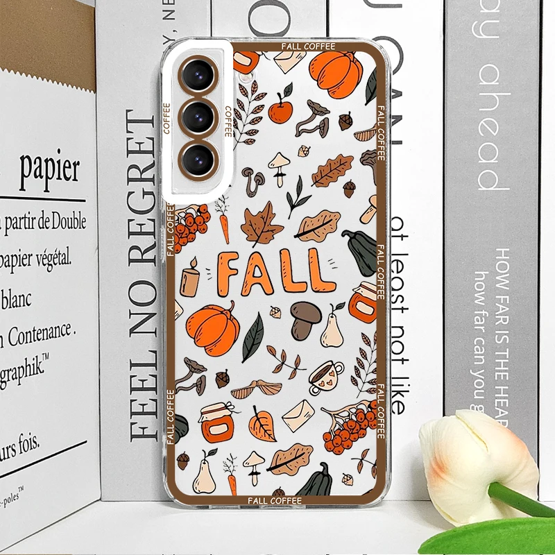 Autumn Pumpkin & Maple Leaf Transparent Soft Phone Case