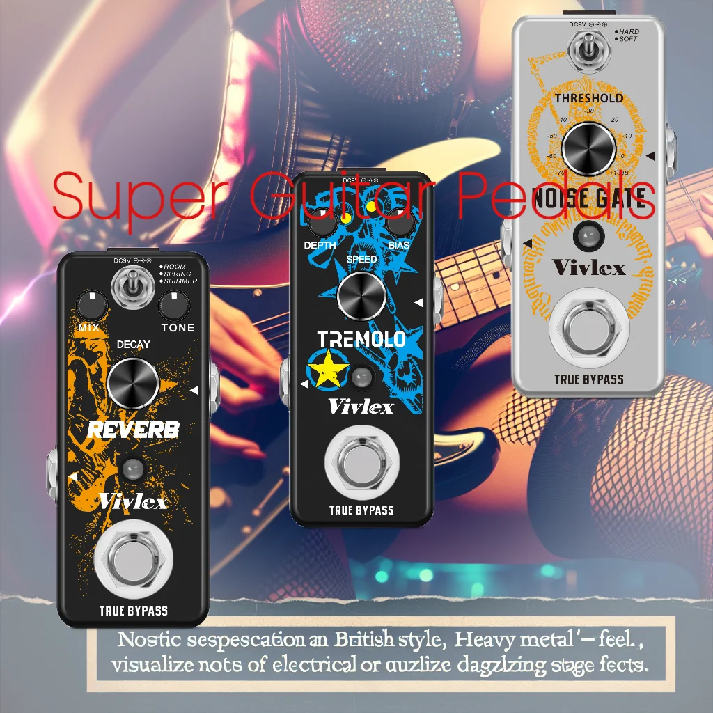 VIVLEX-Guitar Pedals Super Effects Pedal Tuner Overdrive Delay Reverb Distortion Fuzz Noise Gate Flanger Metal Zone Blues